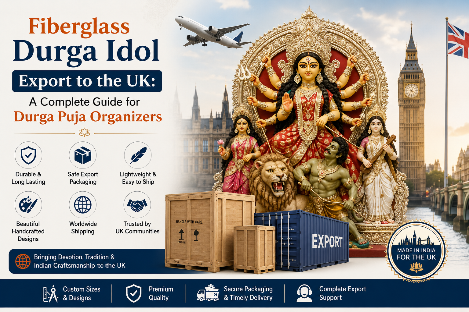 Fiberglass Durga Idol Export to the UK - A Complete Guide for Durga Puja Organizers