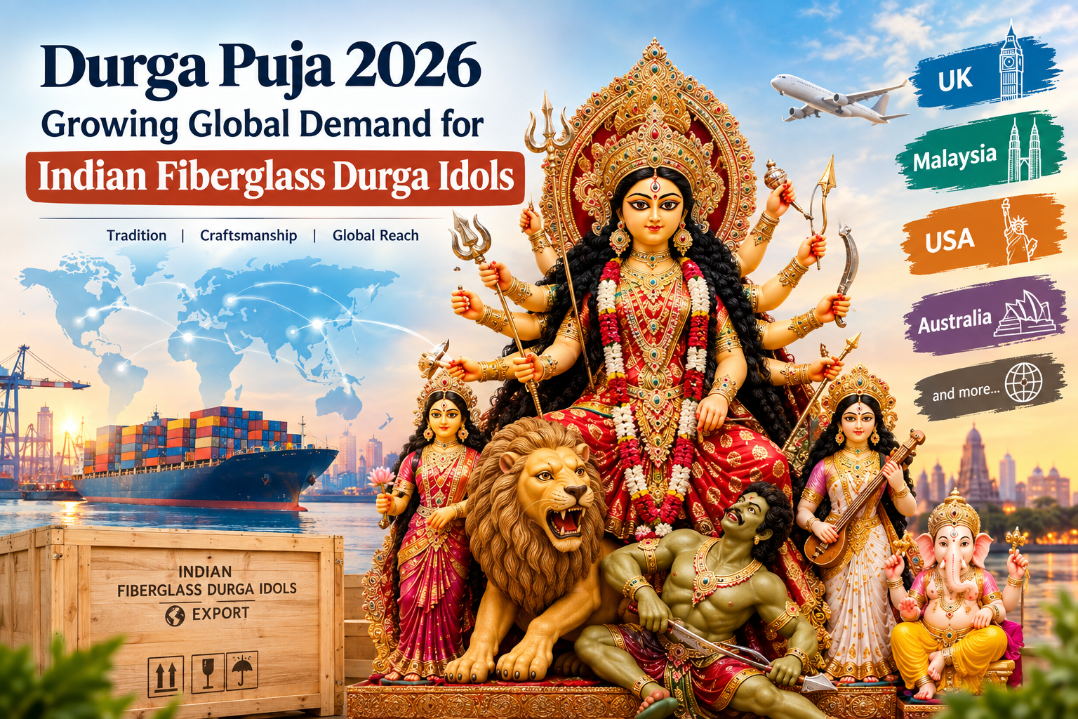 Durga Puja 2026: Growing Global Demand for Indian Fiberglass Durga Idols