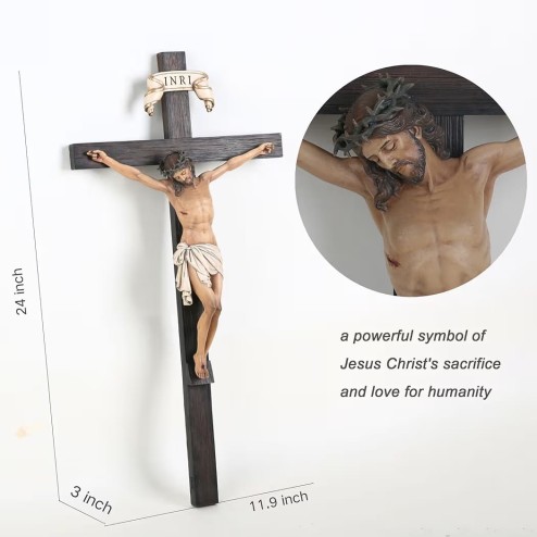 Crucifix Wall Cross in 24 H Jesus Christ